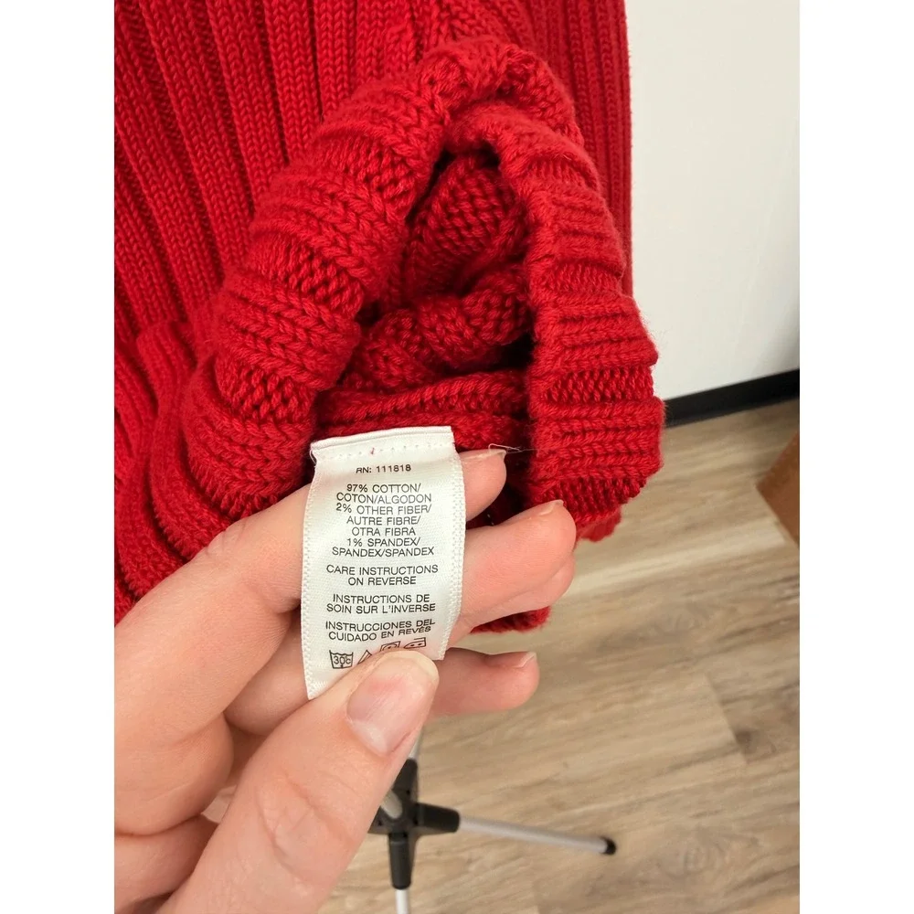 Michael Michael Kors Sweater Womens Medium Red Excellent Zip Shoulder Ribbed
